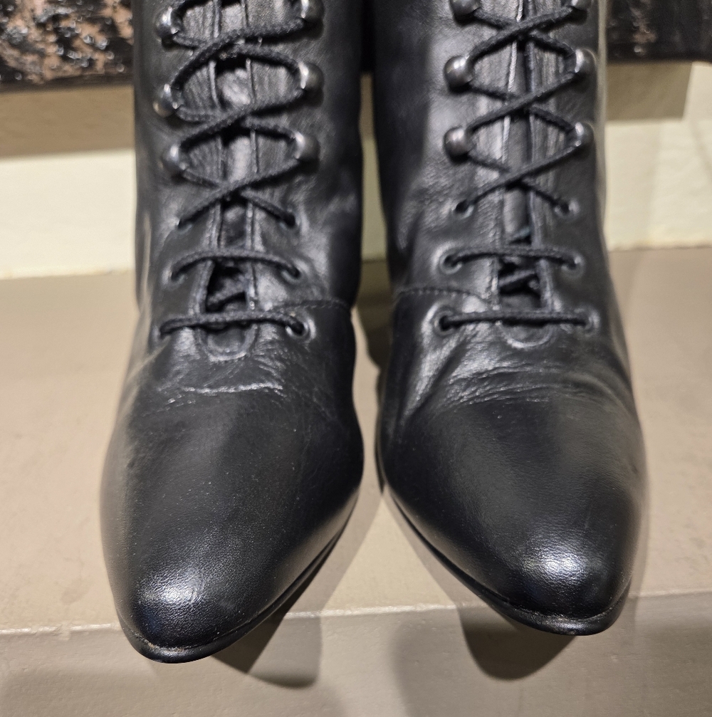 Black Lace-Up Ankle Boots - Picture 5 of 11